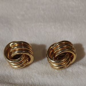 Elegant Gold Knot Earrings (Clip On)